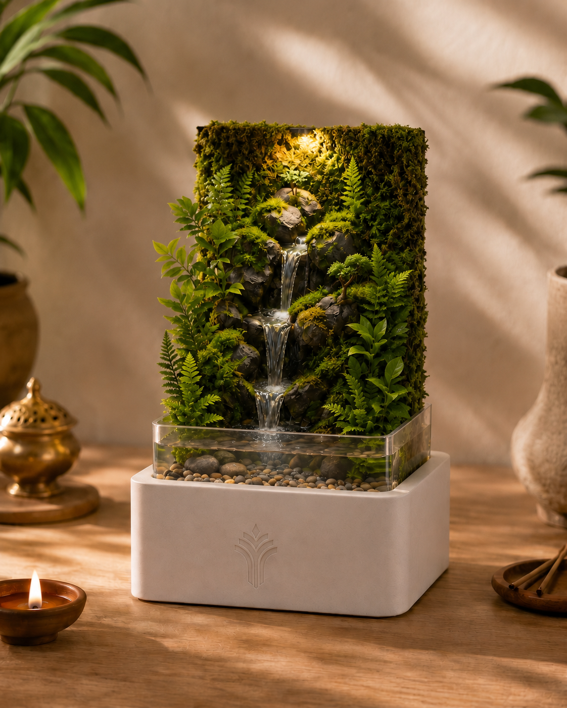 Mini Waterfall Terrarium Lamp