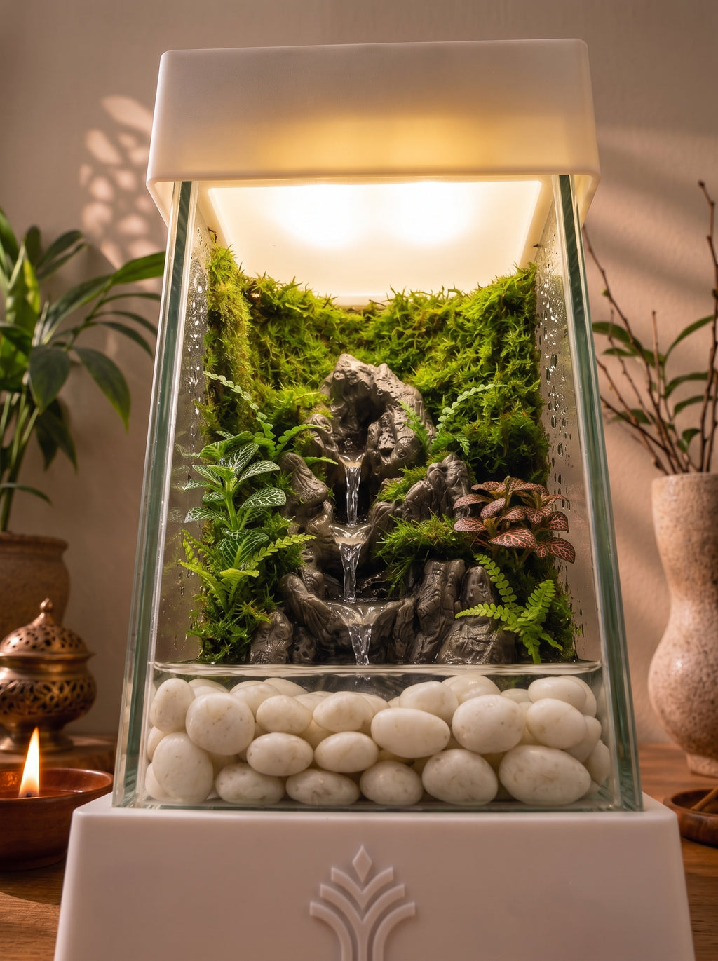 Mini Waterfall Terrarium Lamp
