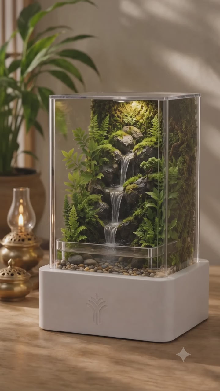 Mini Waterfall Terrarium Lamp
